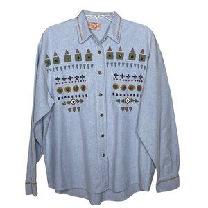 Vintage MYO Piñon Women's 22-24 Hand Painted Embroidery Studs Aztec Tribal